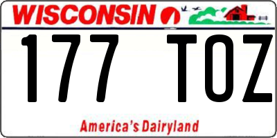 WI license plate 177TOZ