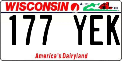 WI license plate 177YEK