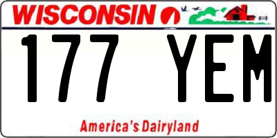 WI license plate 177YEM