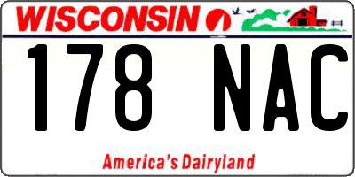 WI license plate 178NAC