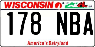 WI license plate 178NBA