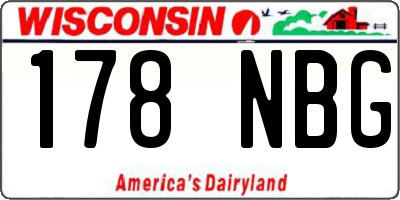 WI license plate 178NBG