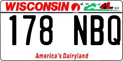 WI license plate 178NBQ