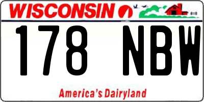 WI license plate 178NBW