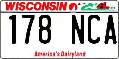 WI license plate 178NCA