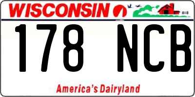 WI license plate 178NCB
