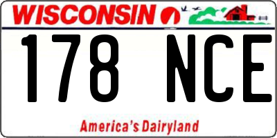 WI license plate 178NCE