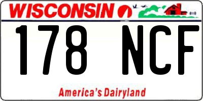 WI license plate 178NCF