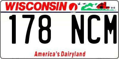 WI license plate 178NCM
