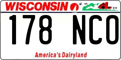 WI license plate 178NCO