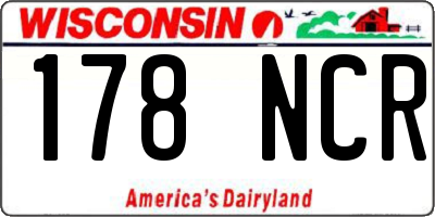WI license plate 178NCR