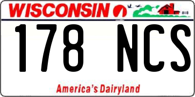 WI license plate 178NCS