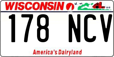 WI license plate 178NCV
