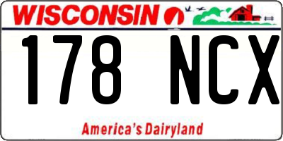 WI license plate 178NCX