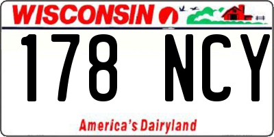 WI license plate 178NCY