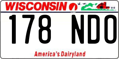 WI license plate 178NDO