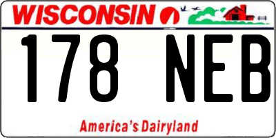 WI license plate 178NEB