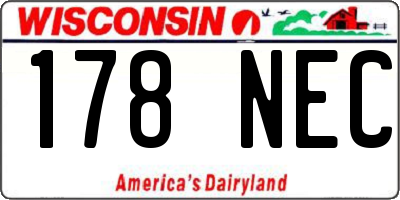 WI license plate 178NEC