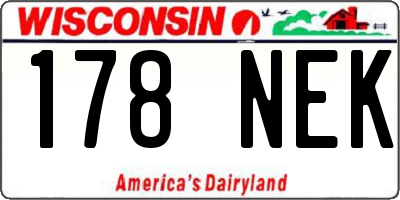 WI license plate 178NEK