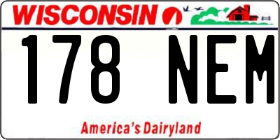 WI license plate 178NEM
