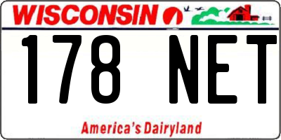 WI license plate 178NET