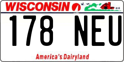 WI license plate 178NEU