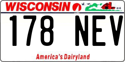 WI license plate 178NEV
