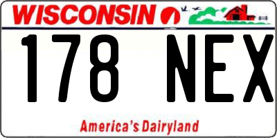 WI license plate 178NEX