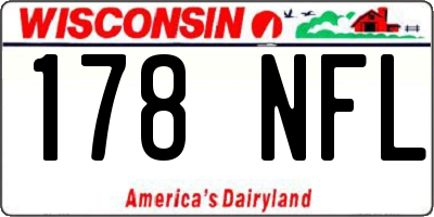 WI license plate 178NFL