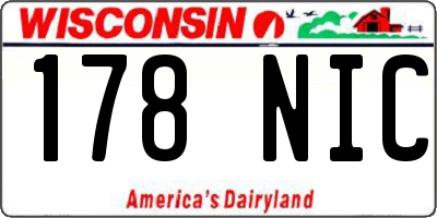 WI license plate 178NIC