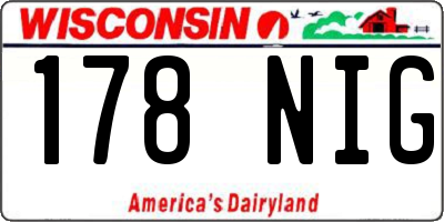 WI license plate 178NIG