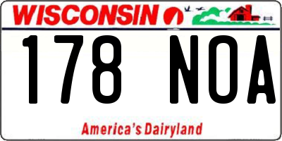 WI license plate 178NOA