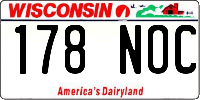 WI license plate 178NOC