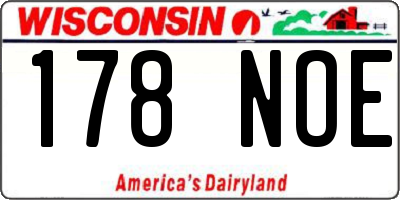 WI license plate 178NOE
