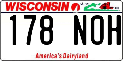 WI license plate 178NOH