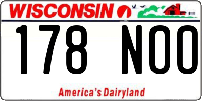 WI license plate 178NOO