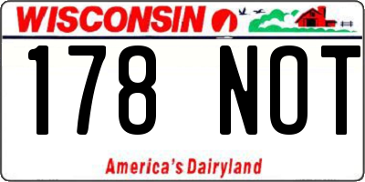 WI license plate 178NOT