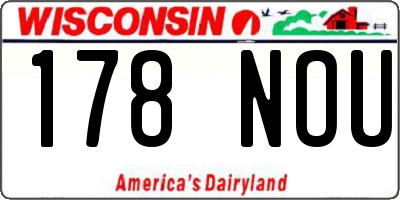 WI license plate 178NOU