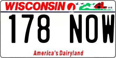 WI license plate 178NOW