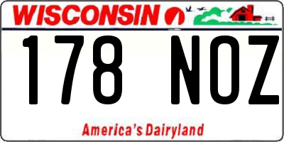 WI license plate 178NOZ