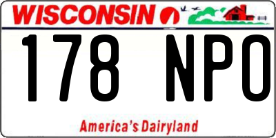 WI license plate 178NPO