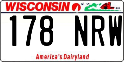 WI license plate 178NRW
