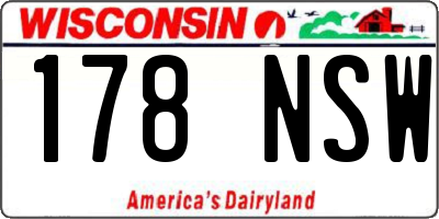 WI license plate 178NSW