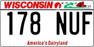 WI license plate 178NUF