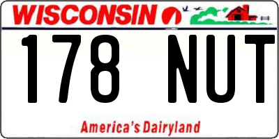 WI license plate 178NUT