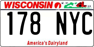 WI license plate 178NYC