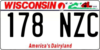 WI license plate 178NZC