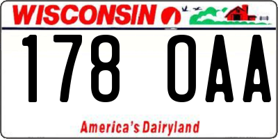 WI license plate 178OAA