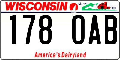WI license plate 178OAB
