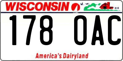 WI license plate 178OAC